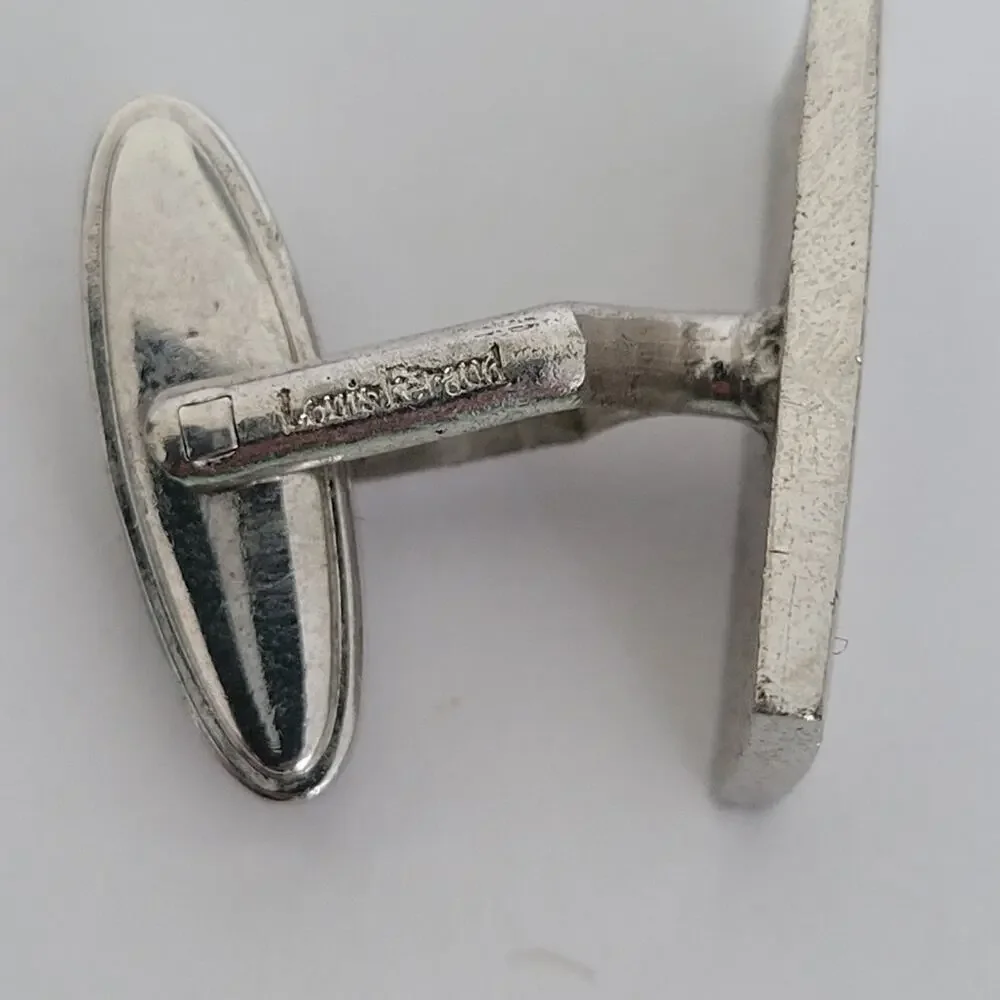 Louis Feraud LF Tie Pin‎ Clip Cufflinks Set Silver Black Tone Designer Rectangle